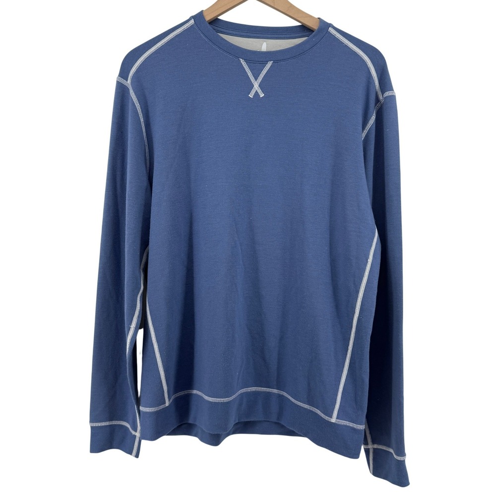 Johnnie-O Archer Crewneck Sweatshirt Blue Men M Contrast Stitch French Terry
